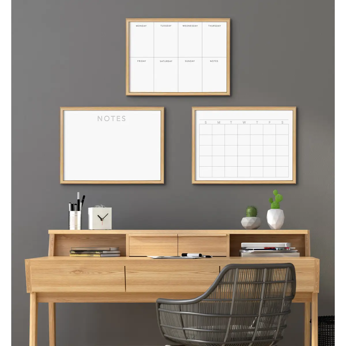 Dry Erase Board - This Week - Framed Printed Glass - White - kateandlaurel