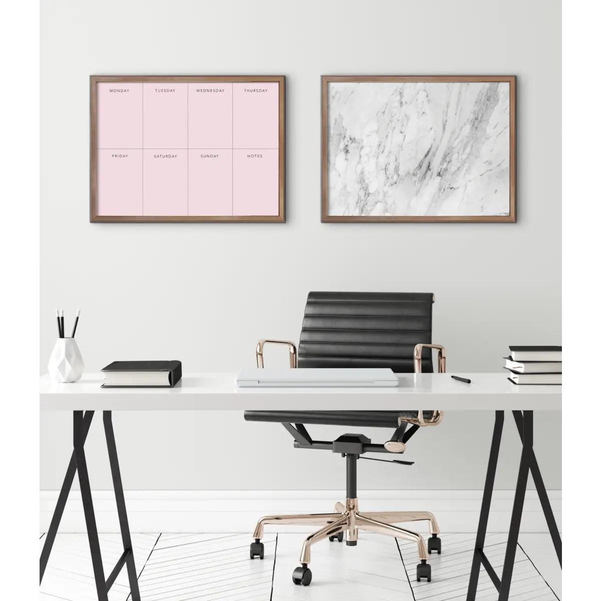 Dry Erase Board - This Week - Pink Framed Printed Glass - kateandlaurel
