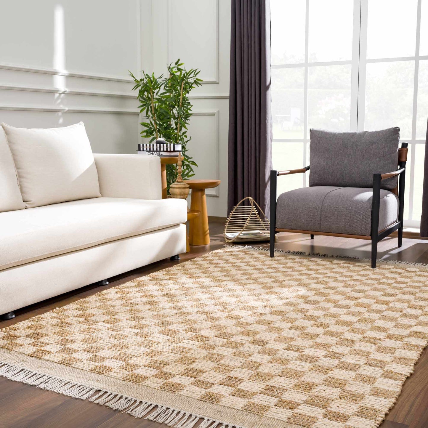 Checkered Jute Area Rug - Boutique Rugs
