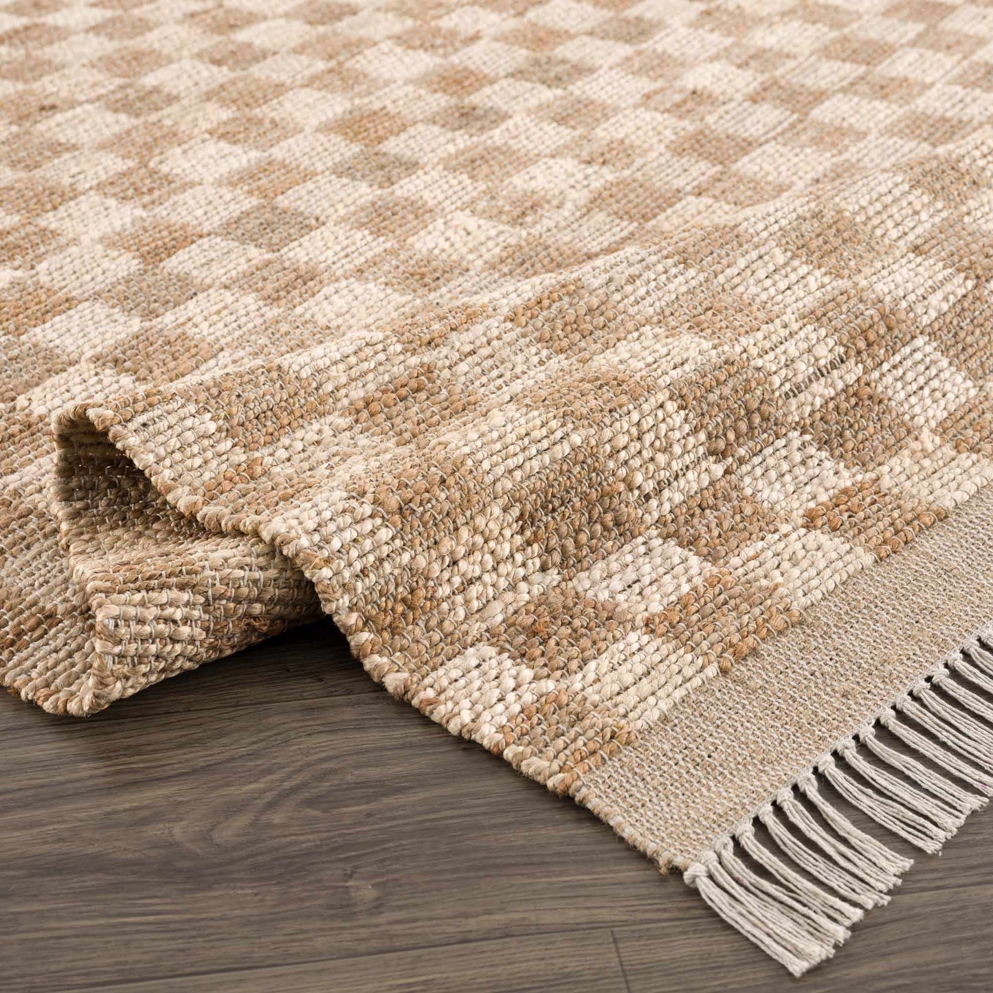 Checkered Jute Area Rug - Boutique Rugs