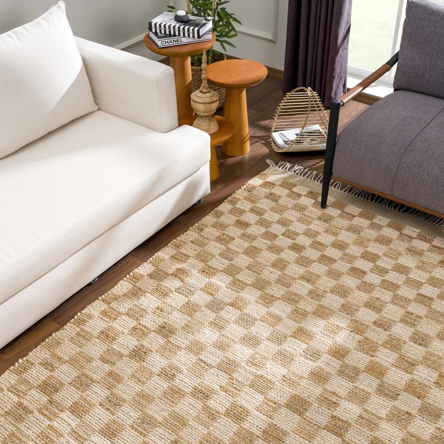Checkered Jute Area Rug - Boutique Rugs