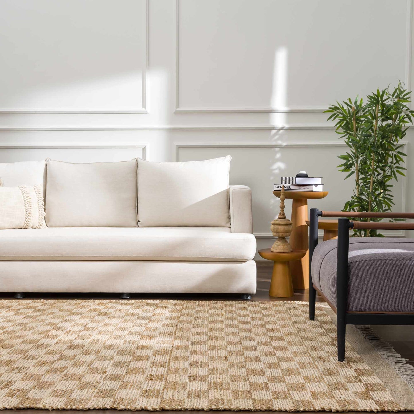 Checkered Jute Area Rug - Boutique Rugs