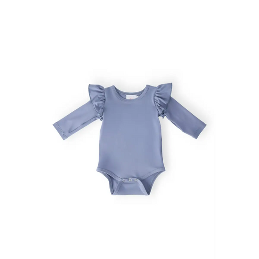 Dusty Blue L/S Flutter Bodysuit - Mila & Rose ®