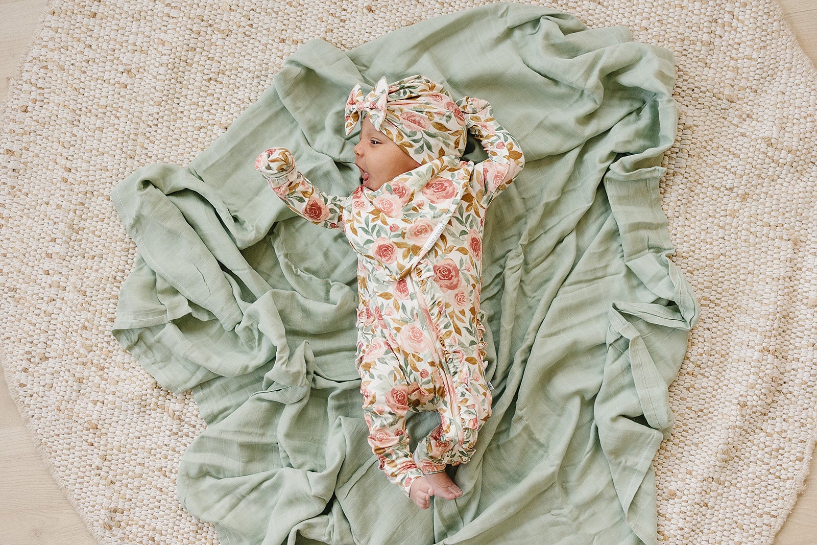 Bow Turban Hat - Dusty Pink Floral - Harp Angel Boutique