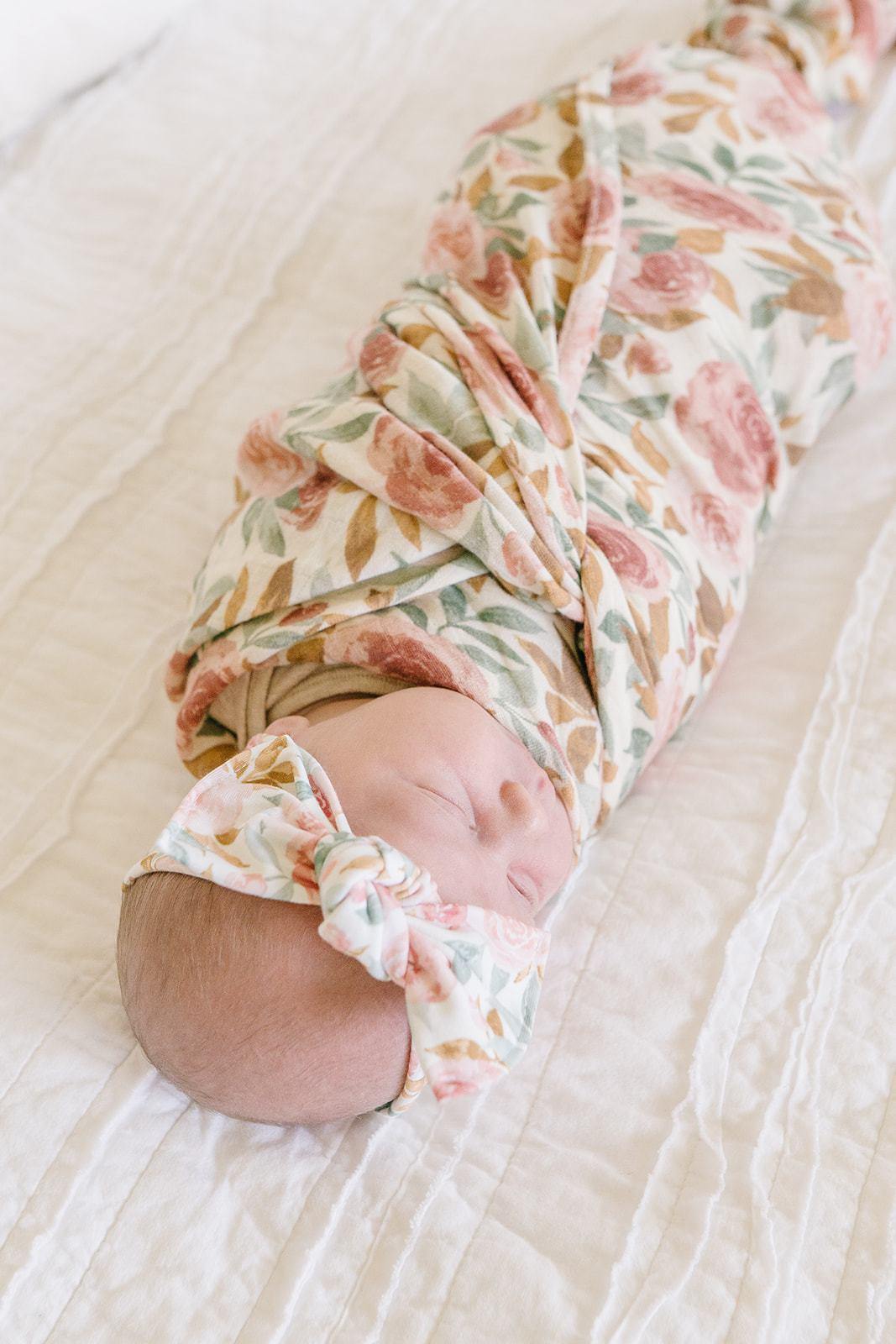 Dusty Pink Floral Muslin Swaddle Blanket - Harp Angel Boutique