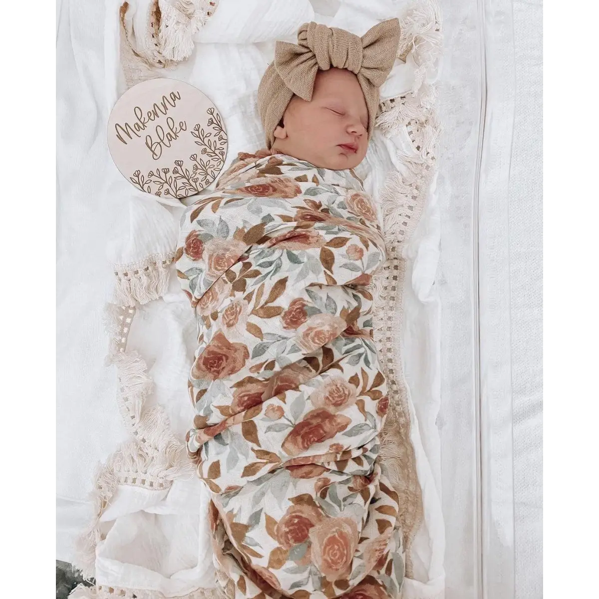 Dusty Pink Floral Muslin Swaddle Blanket - Harp Angel Boutique