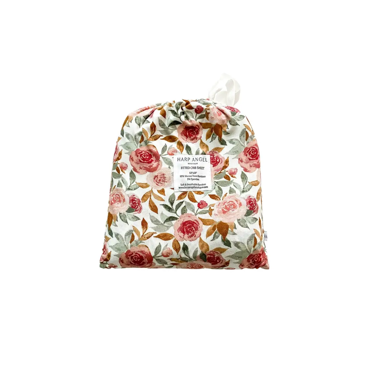 Dusty Pink Floral Premium Bamboo Fitted Crib Sheet - Harp Angel Boutique