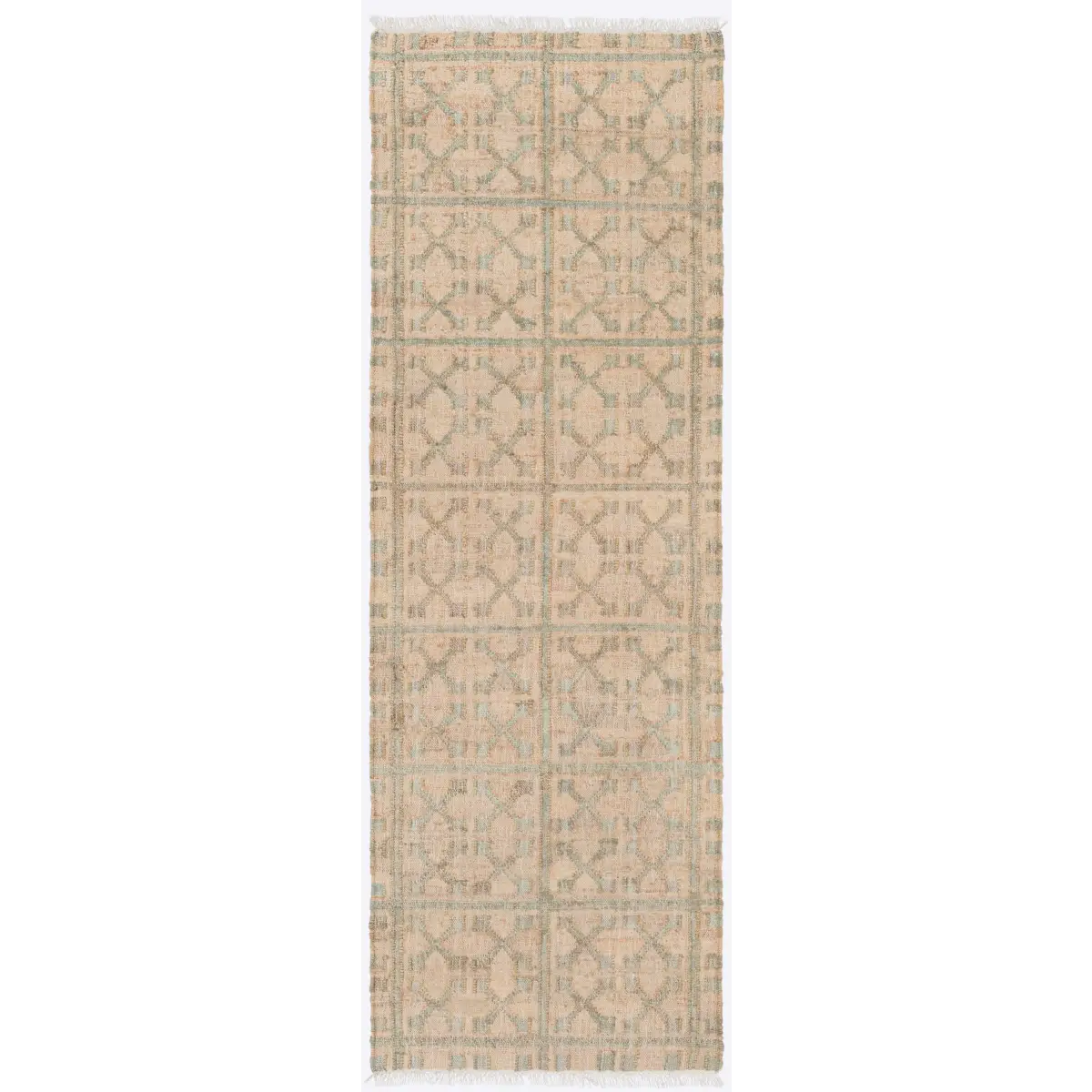 Dusty Sage Fringed Jute Carpet - 2’6’’ x 8’ Runner - Boutique Rugs