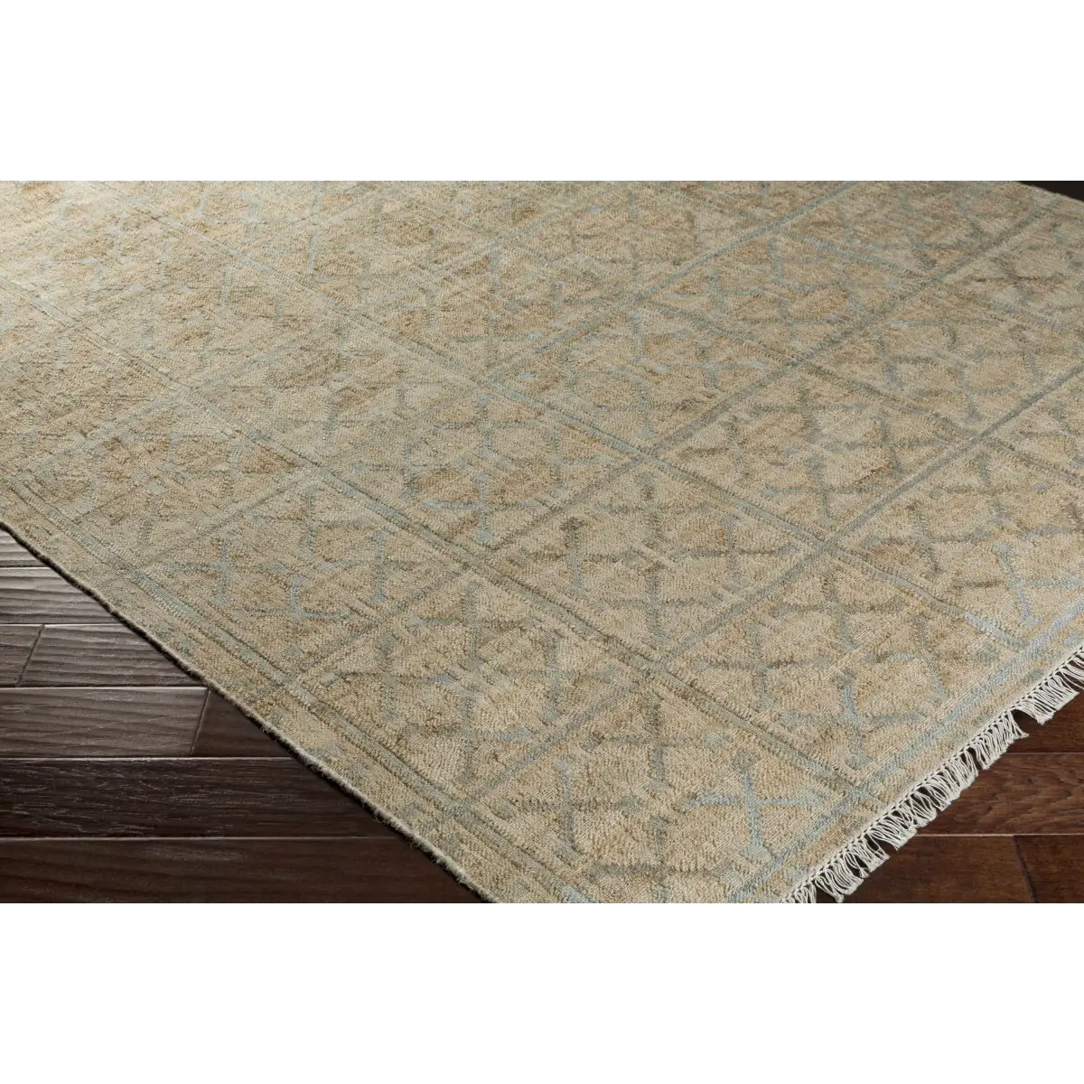 Dusty Sage Fringed Jute Carpet - Boutique Rugs