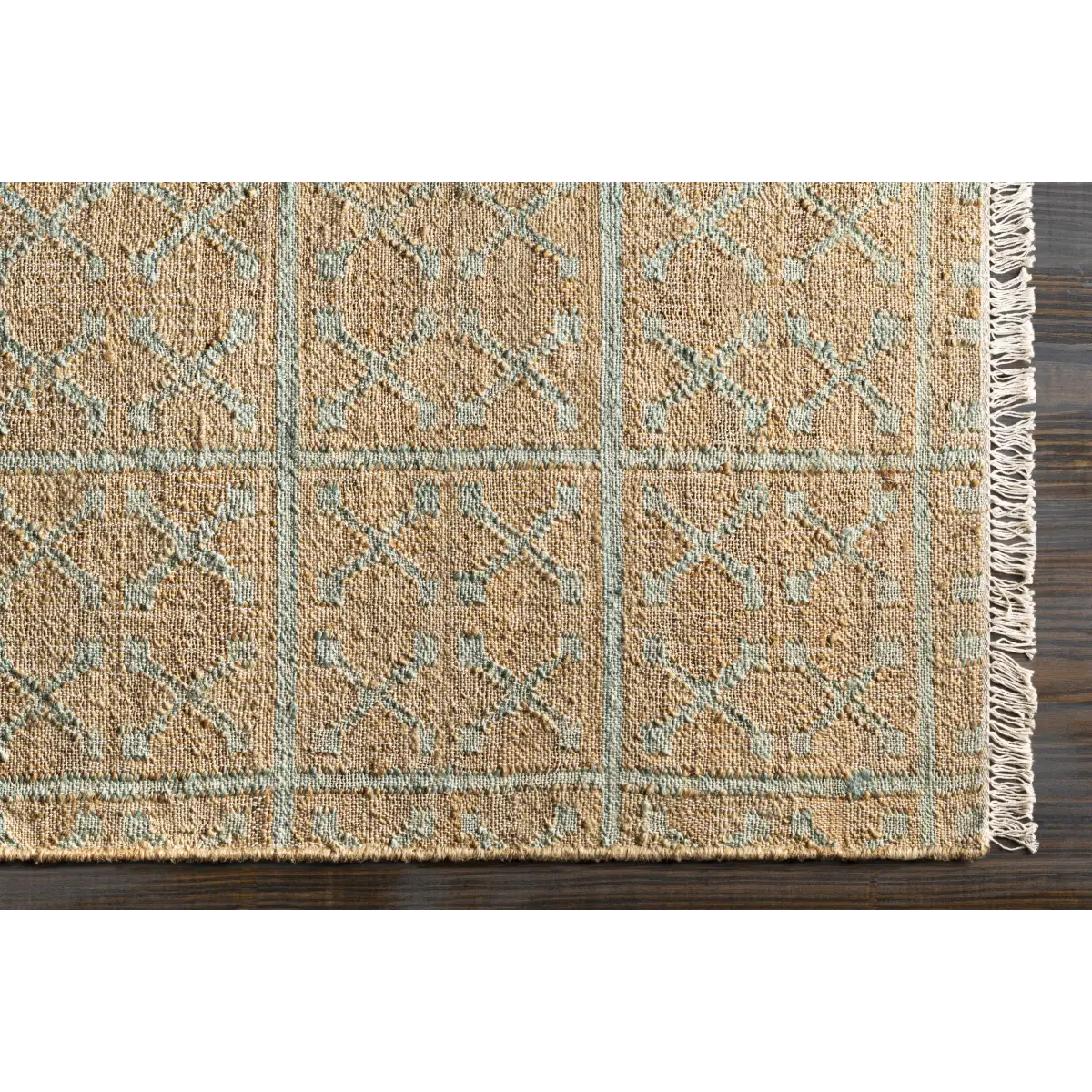 Dusty Sage Fringed Jute Carpet - Boutique Rugs