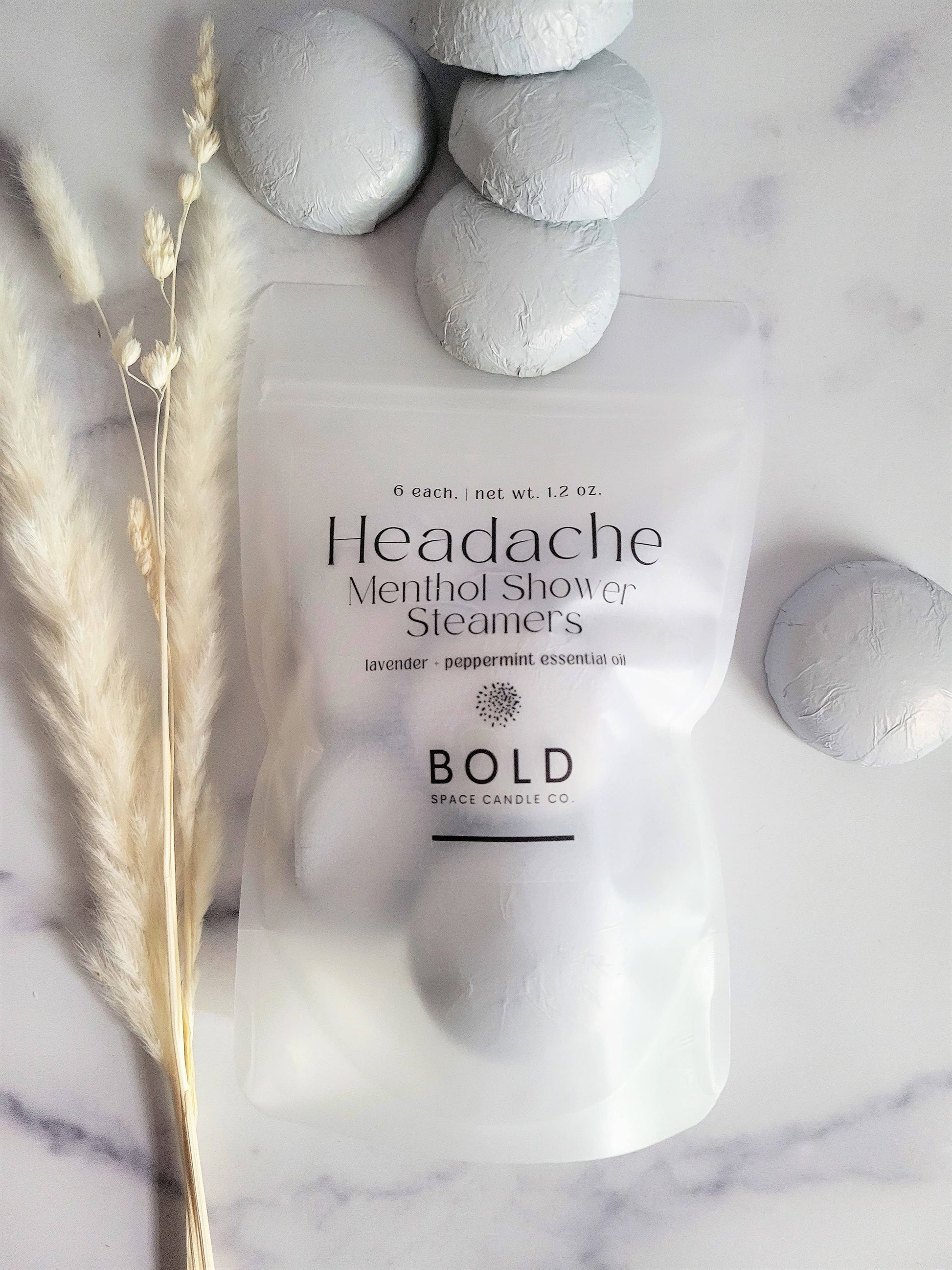 Shower Steamers – Headache Relief - Lavender + Peppermint - 6 pack - Bold Space Candle Co.