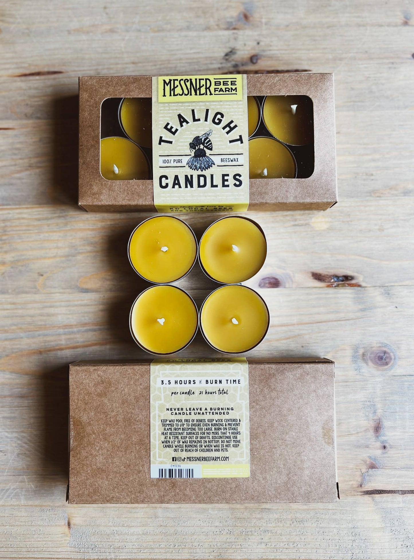 100% Beeswax Tealights - Box of 6