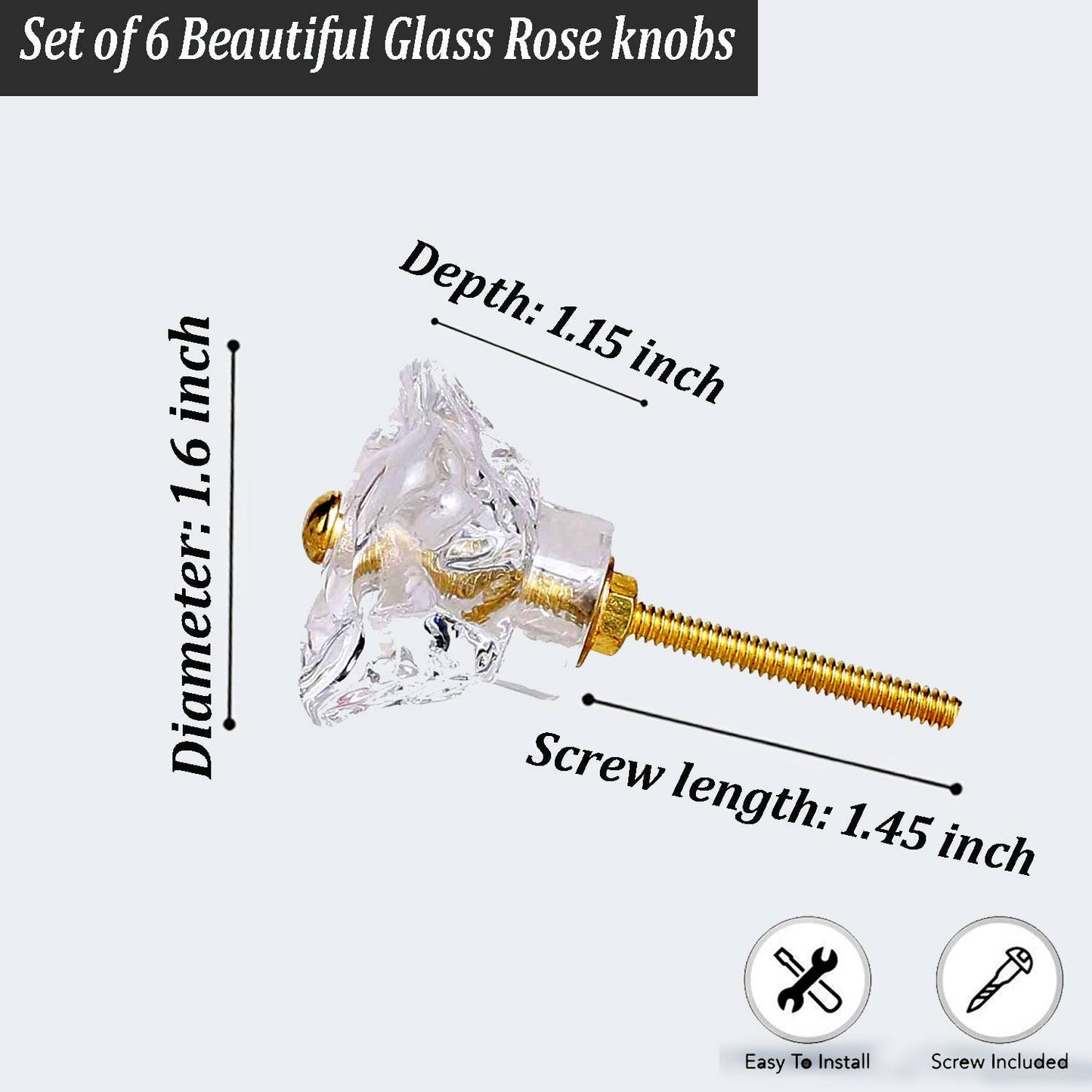 Clear Rose Glass Knob