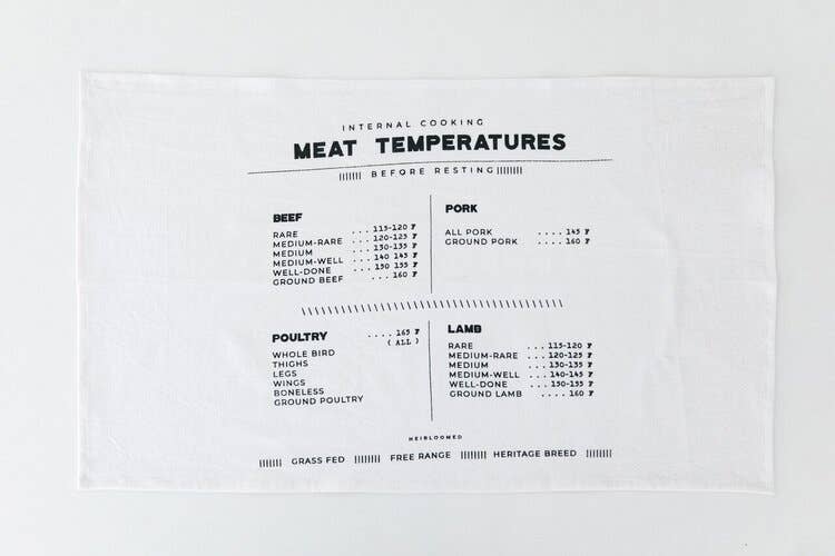 Meat Temperatures Family Recipe Tea Towel