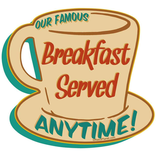 Breakfast Served Anytime Coffee Cup Sticker