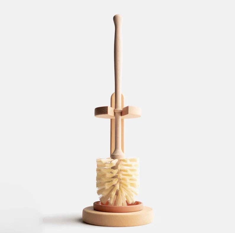 Wooden Toilet Brush Set - Natural, Eco-Friendly - includes stand