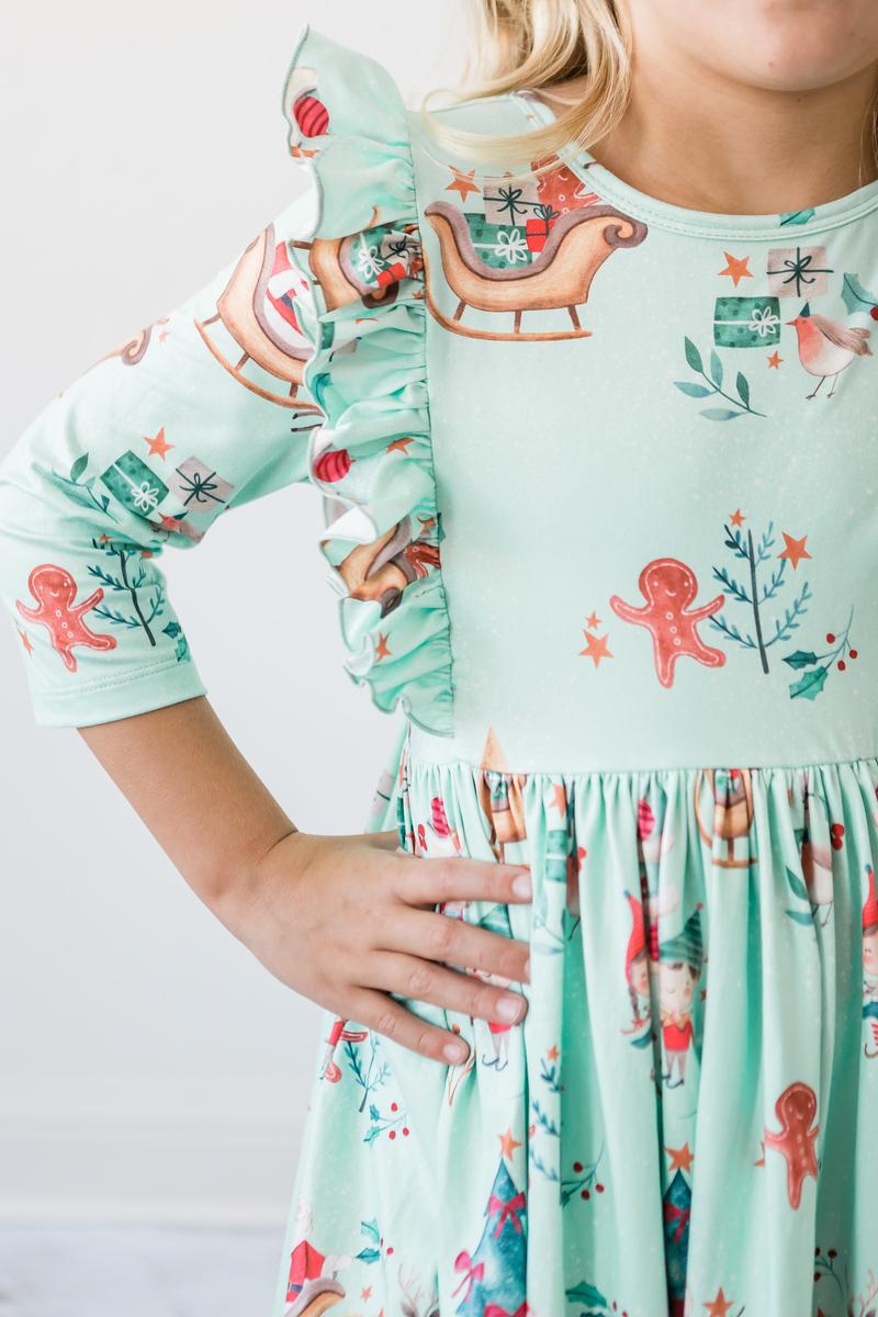 Believe in Your Elf Christmas Ruffle Twirl Dress - Mila & Rose ®