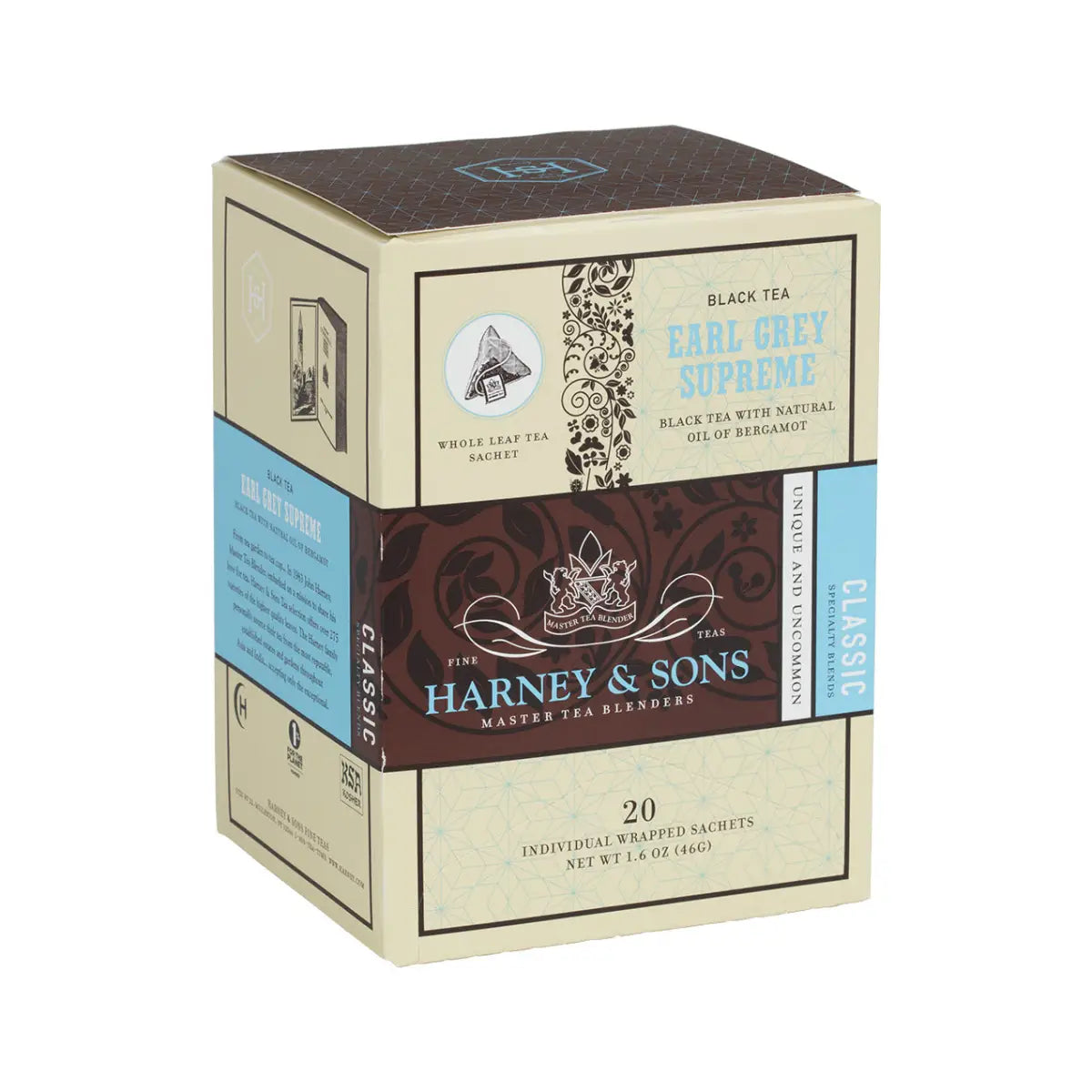 Earl Grey Supreme - Sachets / Box of 20 Individually Wrapped Sachets - Harney & Sons Fine Teas