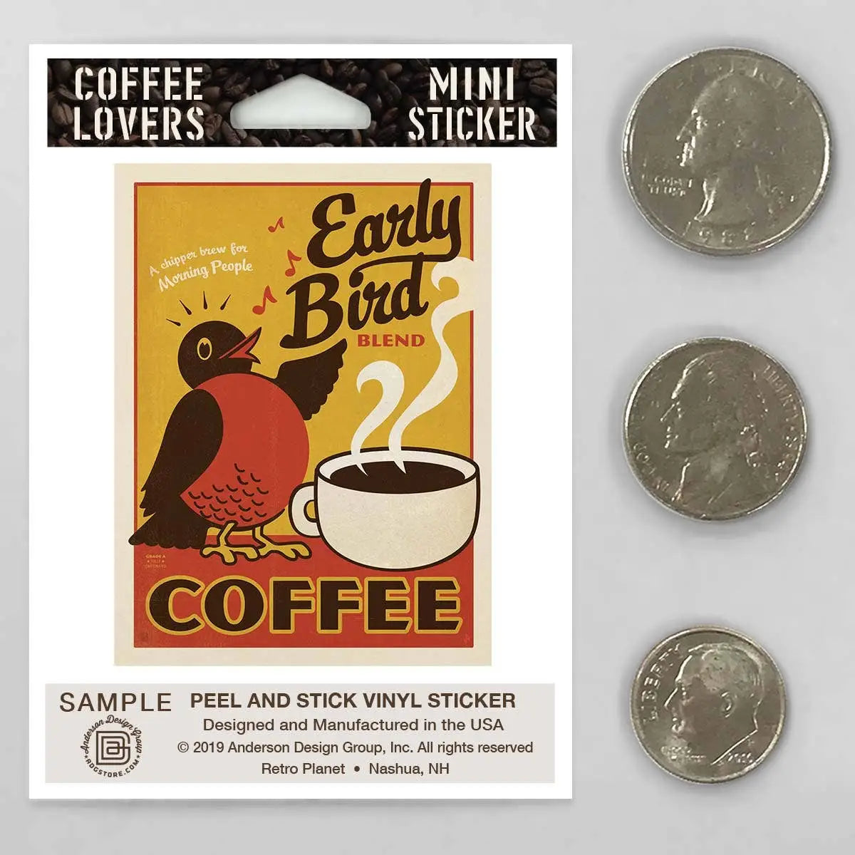 Early Bird Coffee Vinyl Sticker - RetroPlanet