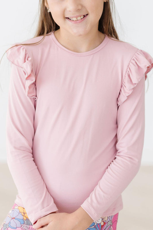 Vintage Pink L/S Ruffle Tee