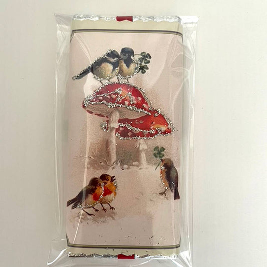 Birds on Mushrooms - Belgian Chocolate Bar with Glitter Wrapper