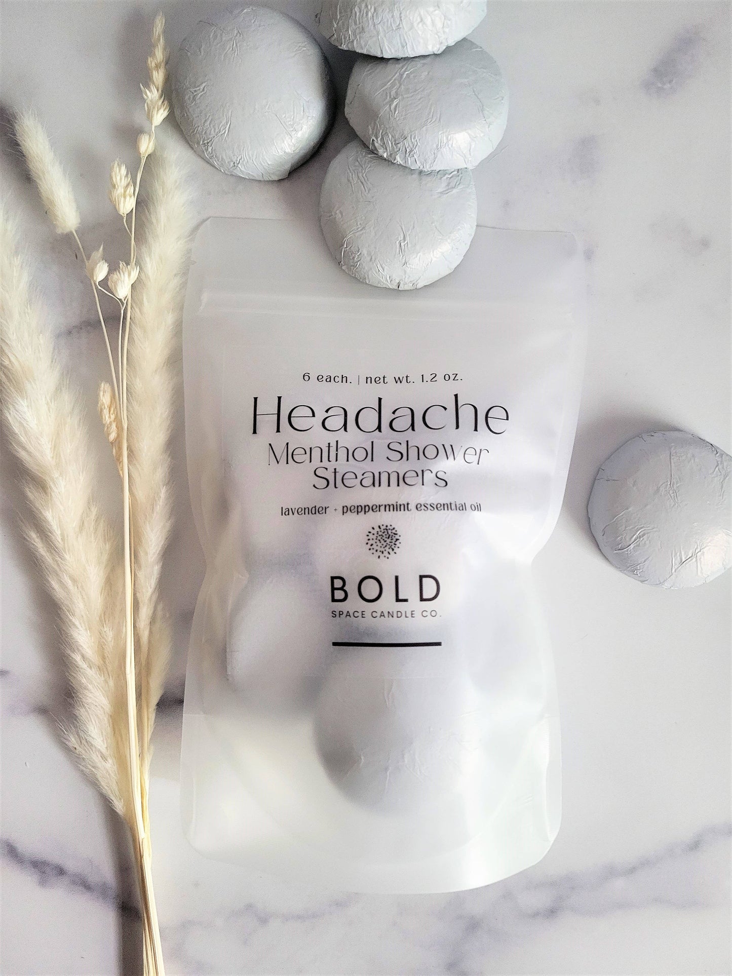 Shower Steamers – Headache Relief - Lavender + Peppermint - 6 pack - Bold Space Candle Co.