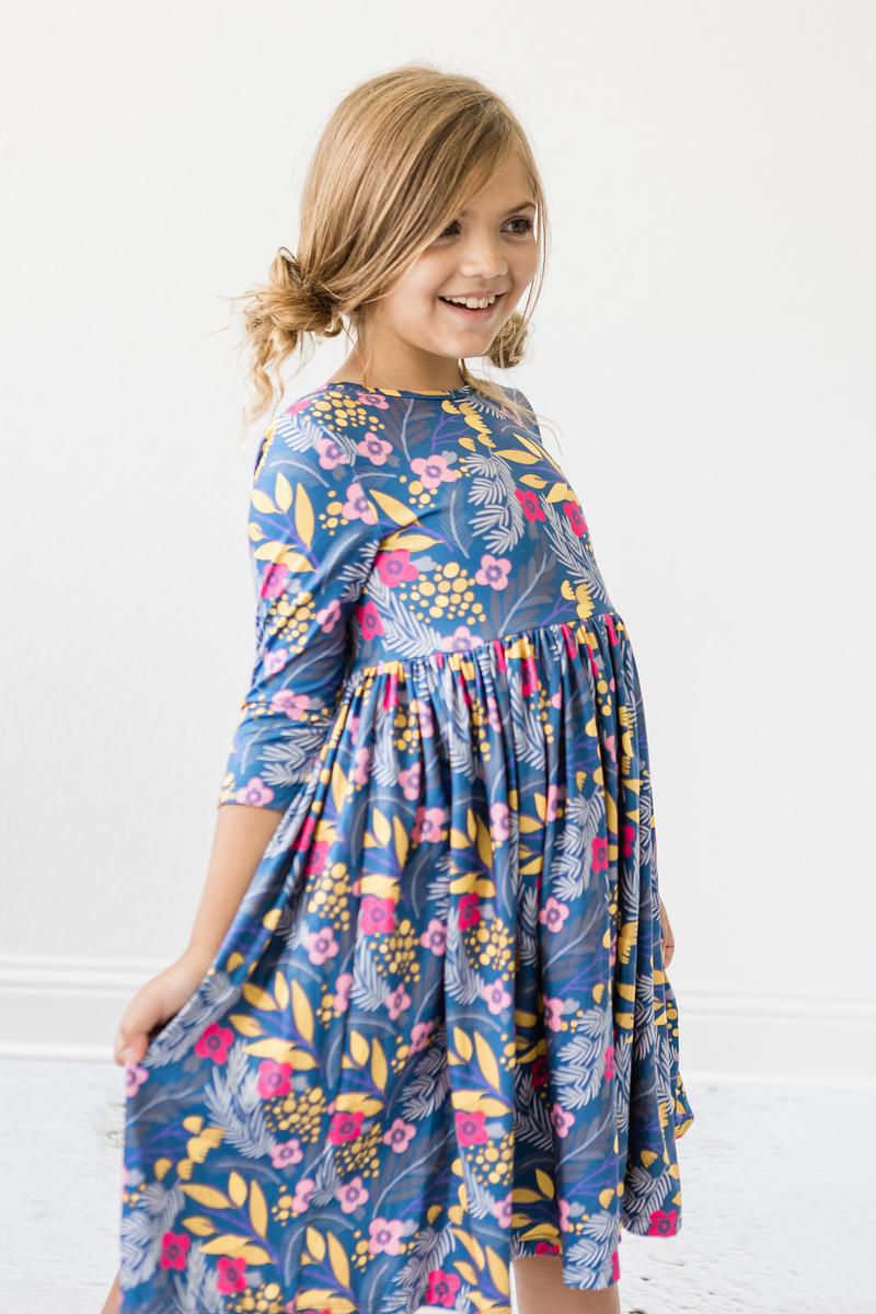 Blue Floral Twirl Dress - Mila & Rose ®