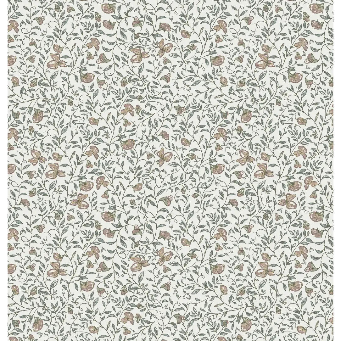 Edelweiss Wallpaper - Floral Vines - by Danelys Sidron - Sample 1 foot by 1 foot / Rose / Large - Loomwell Home Goods