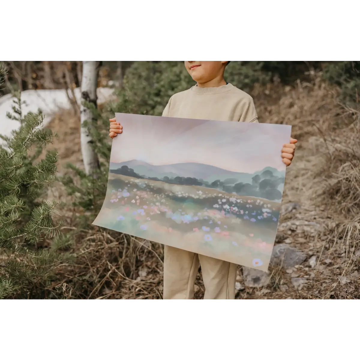 Eden Wallpaper Mural - Meadow and Mountain Landscape - by Mariah Rose - Loomwell Home Goods