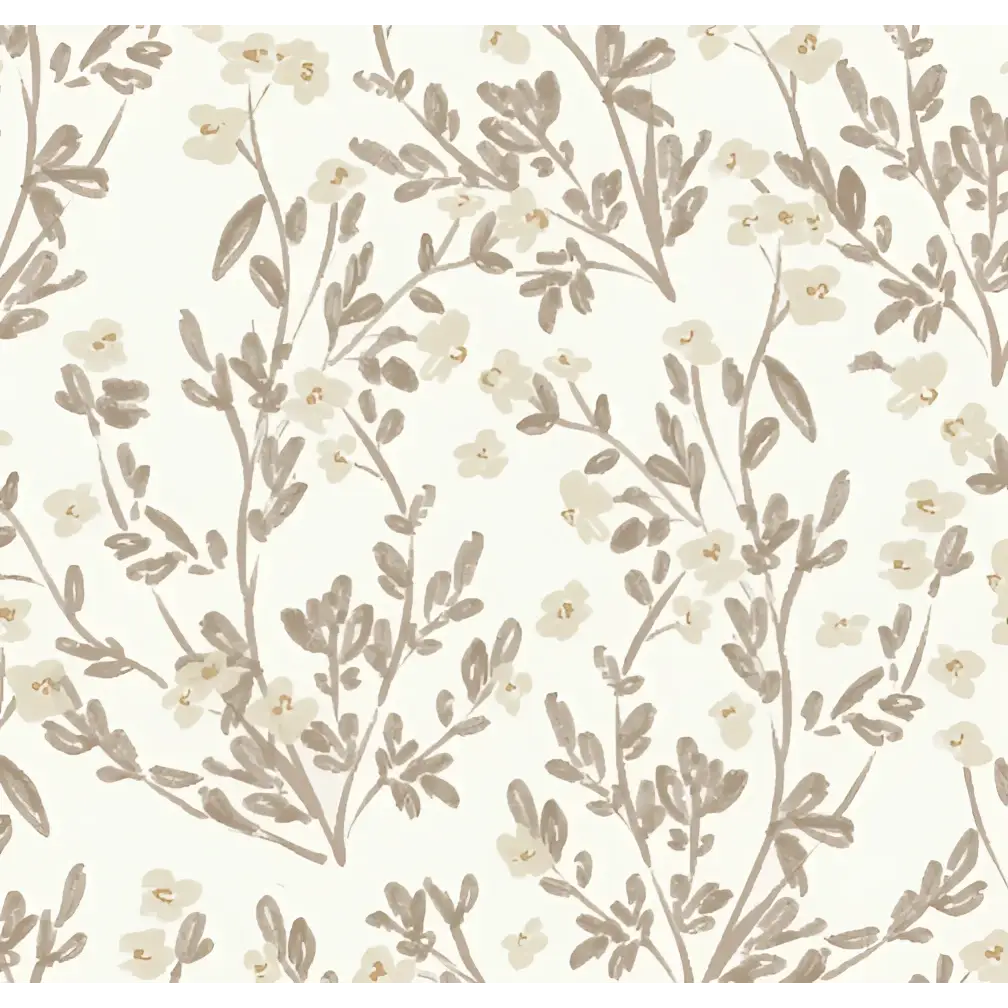 Edith Wallpaper - Whispy Flowers - by Fox and Pebble - Sample 1 foot by 1 foot / Brown - Loomwell Home Goods