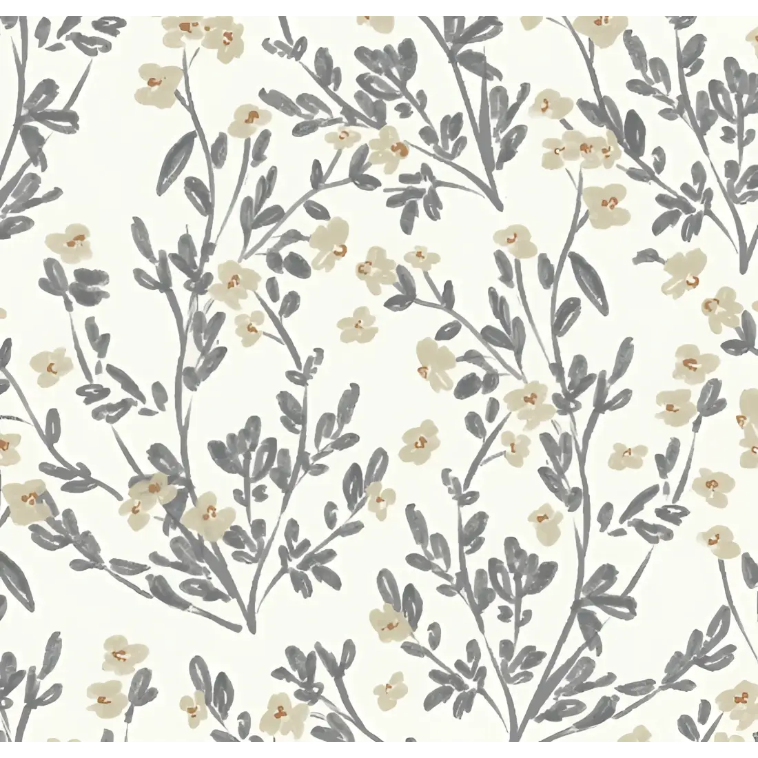 Edith Wallpaper - Whispy Flowers - by Fox and Pebble - Sample 1 foot by 1 foot / Dark Gray - Loomwell Home Goods