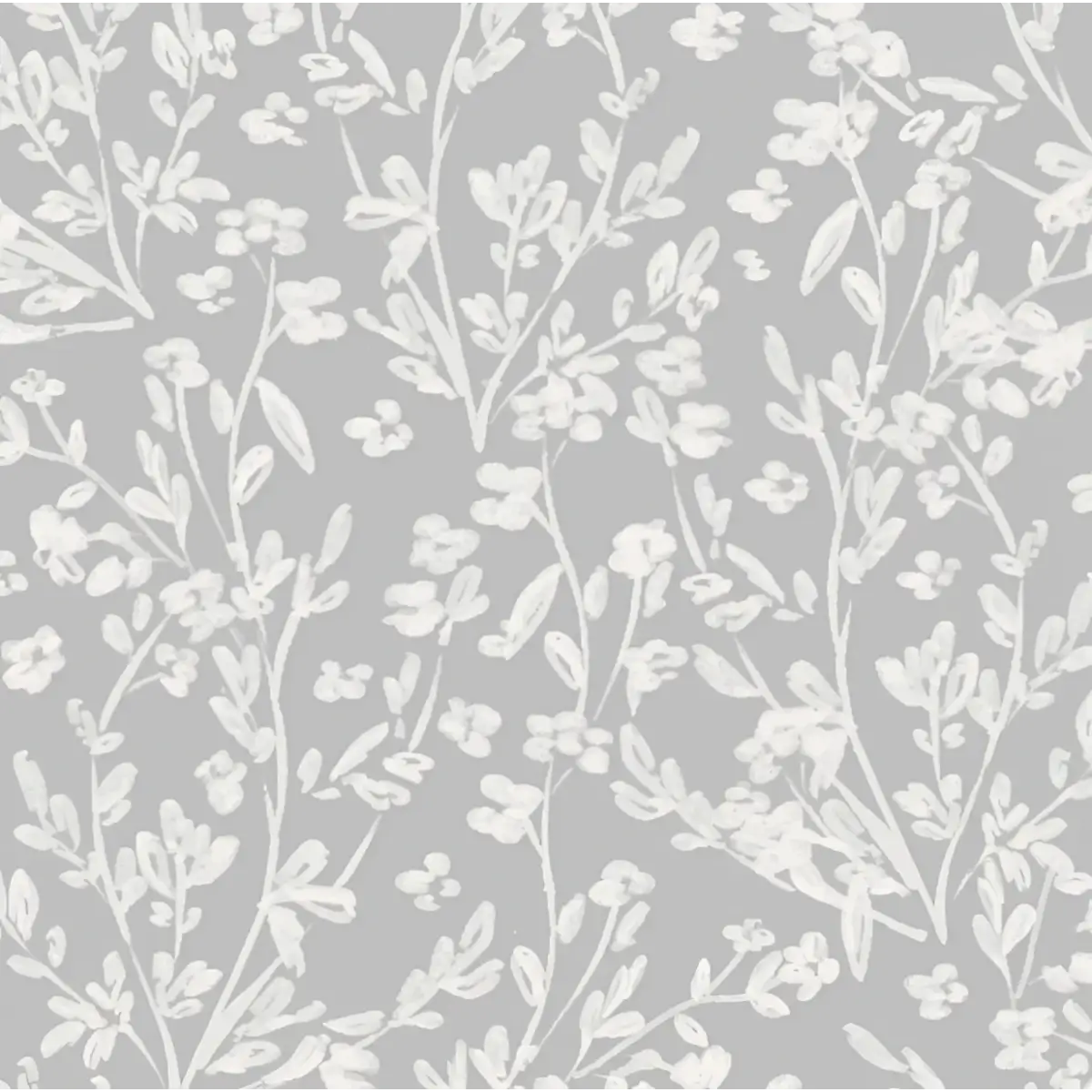 Edith Wallpaper - Whispy Flowers - by Fox and Pebble - Sample 1 foot by 1 foot / Light Gray - Loomwell Home Goods