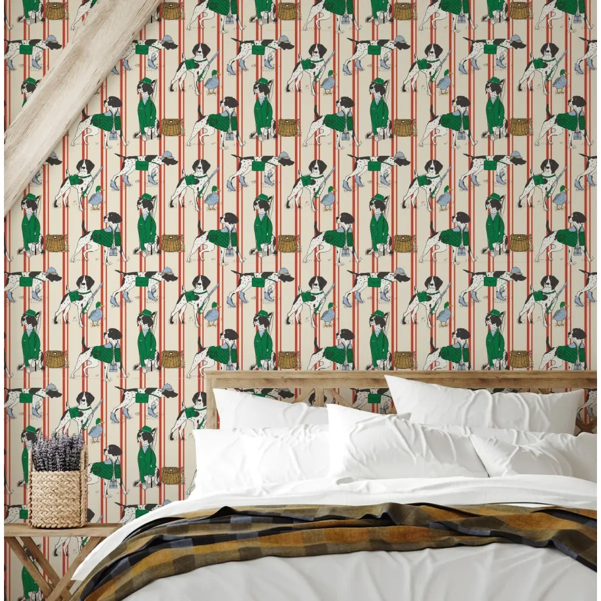 Edmund Wallpaper - Dogs Fishing - by Painted Hawk Design - Loomwell Home Goods
