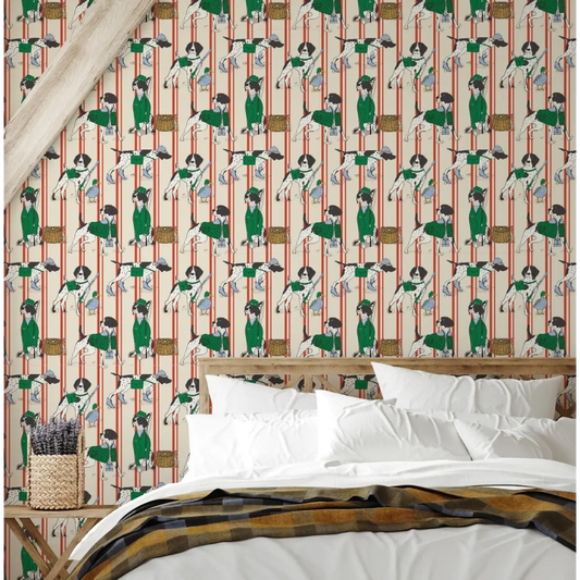 Edmund Wallpaper - Dogs Fishing - by Painted Hawk Design - Loomwell Home Goods