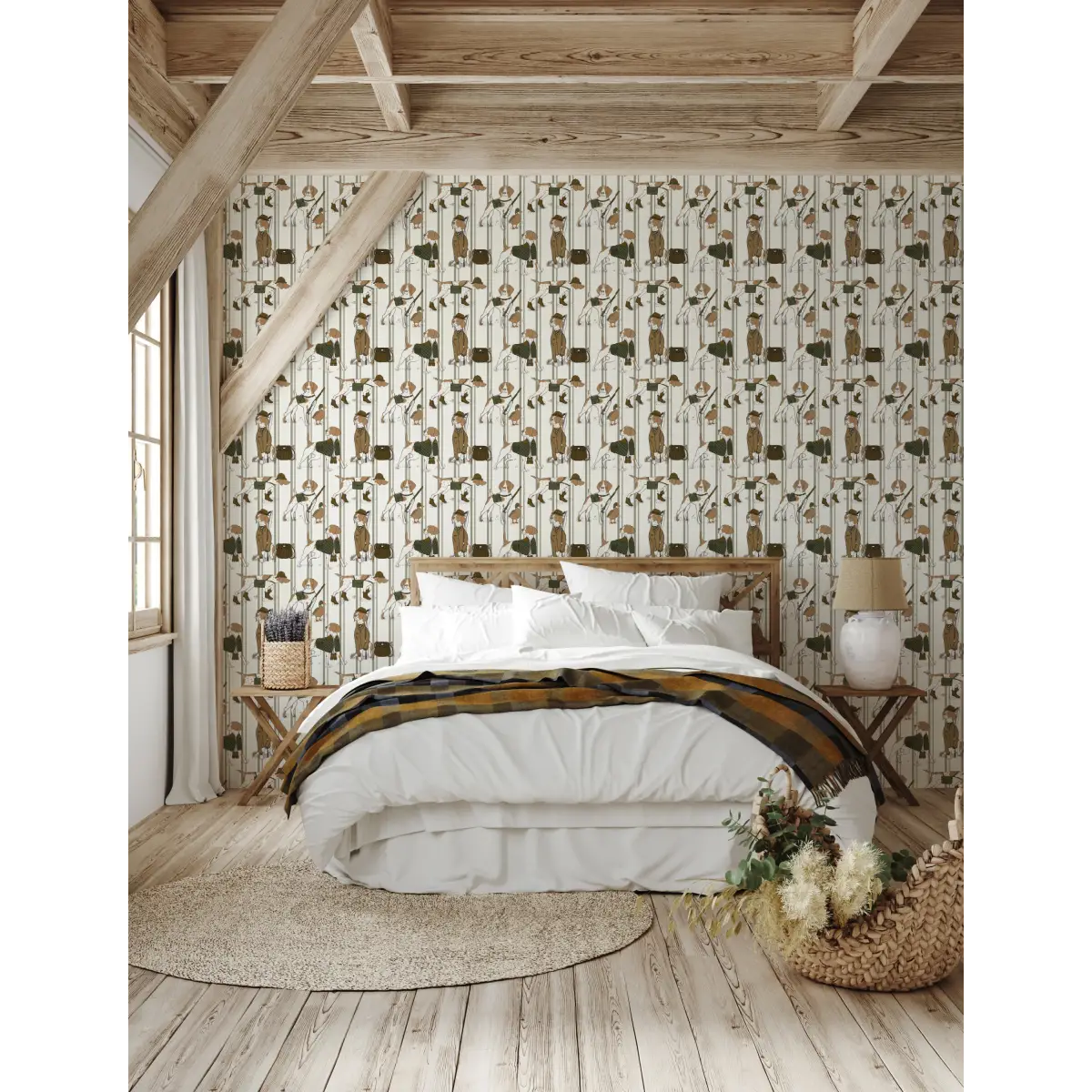 Edmund Wallpaper - Dogs Fishing - by Painted Hawk Design - Loomwell Home Goods