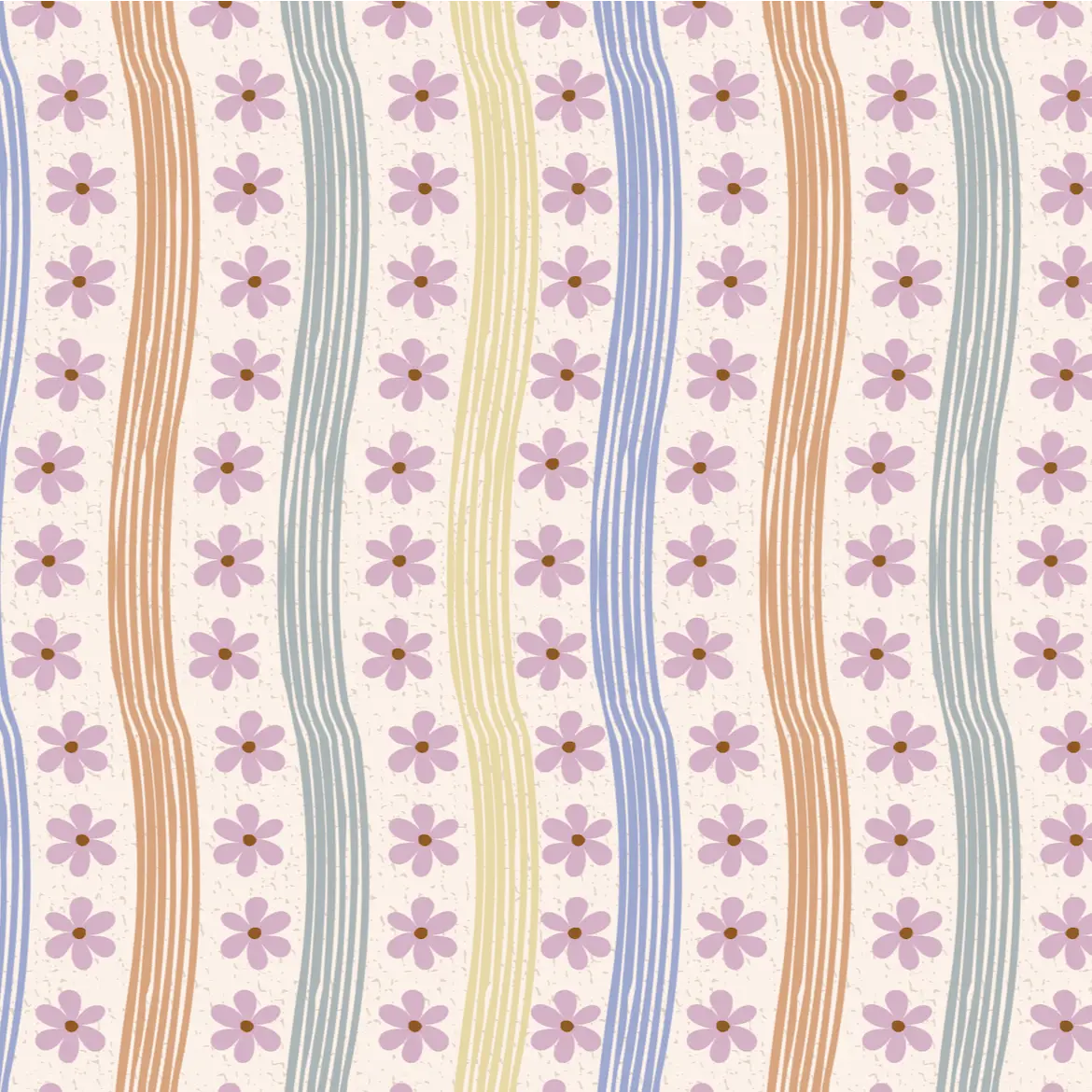 Effie Wallpaper - Wavy Mod Flowers - by Jun Shu Create - Sample 1 foot by 1 foot - Loomwell Home Goods