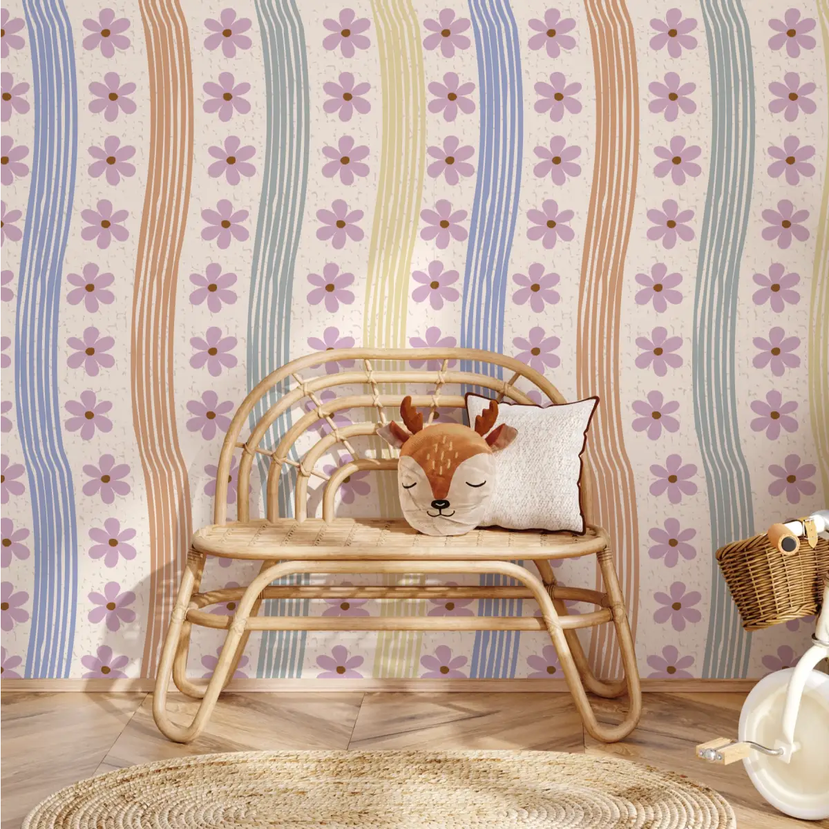 Effie Wallpaper - Wavy Mod Flowers - by Jun Shu Create - Loomwell Home Goods