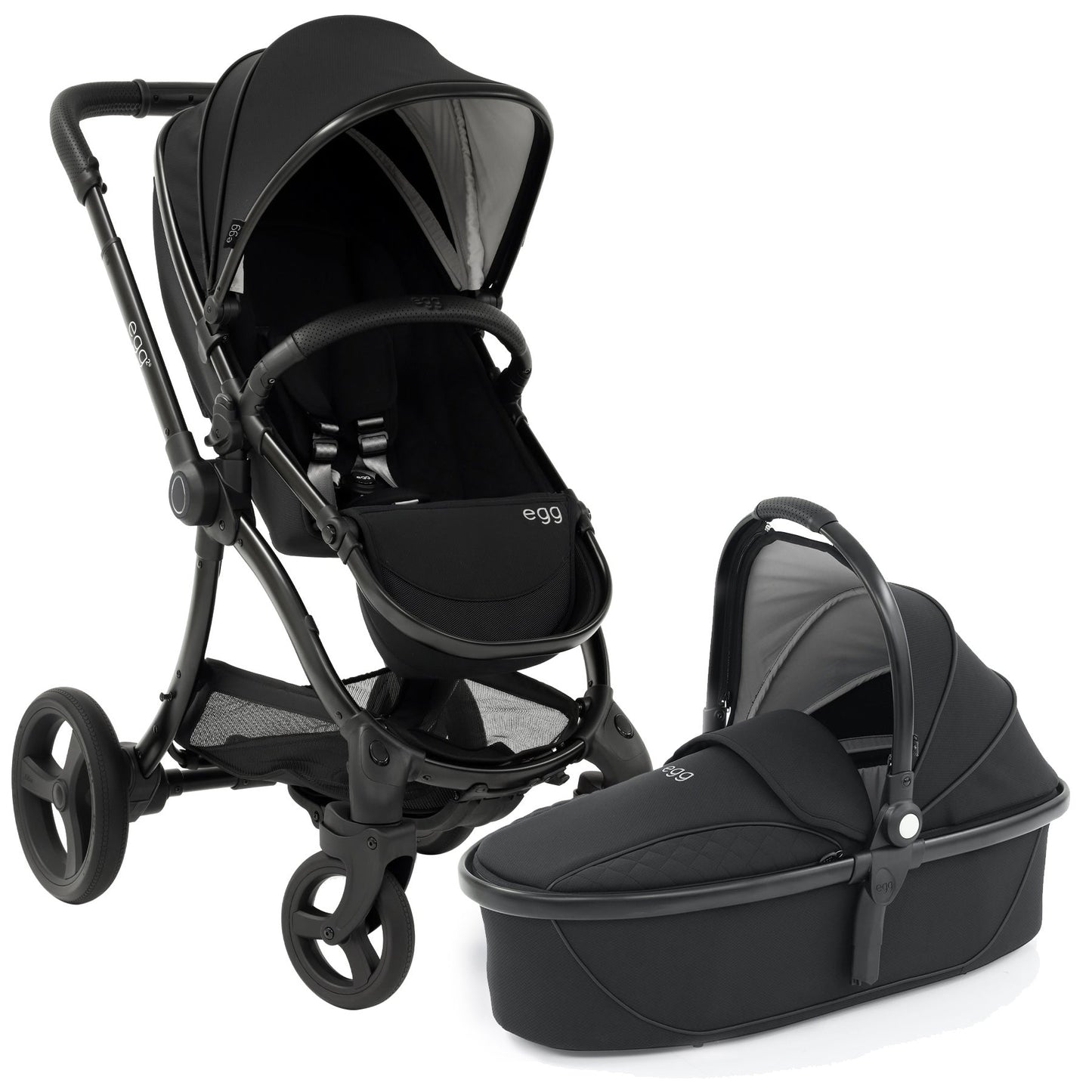 egg2® Stroller & Carry Cot in Just Black Bundle