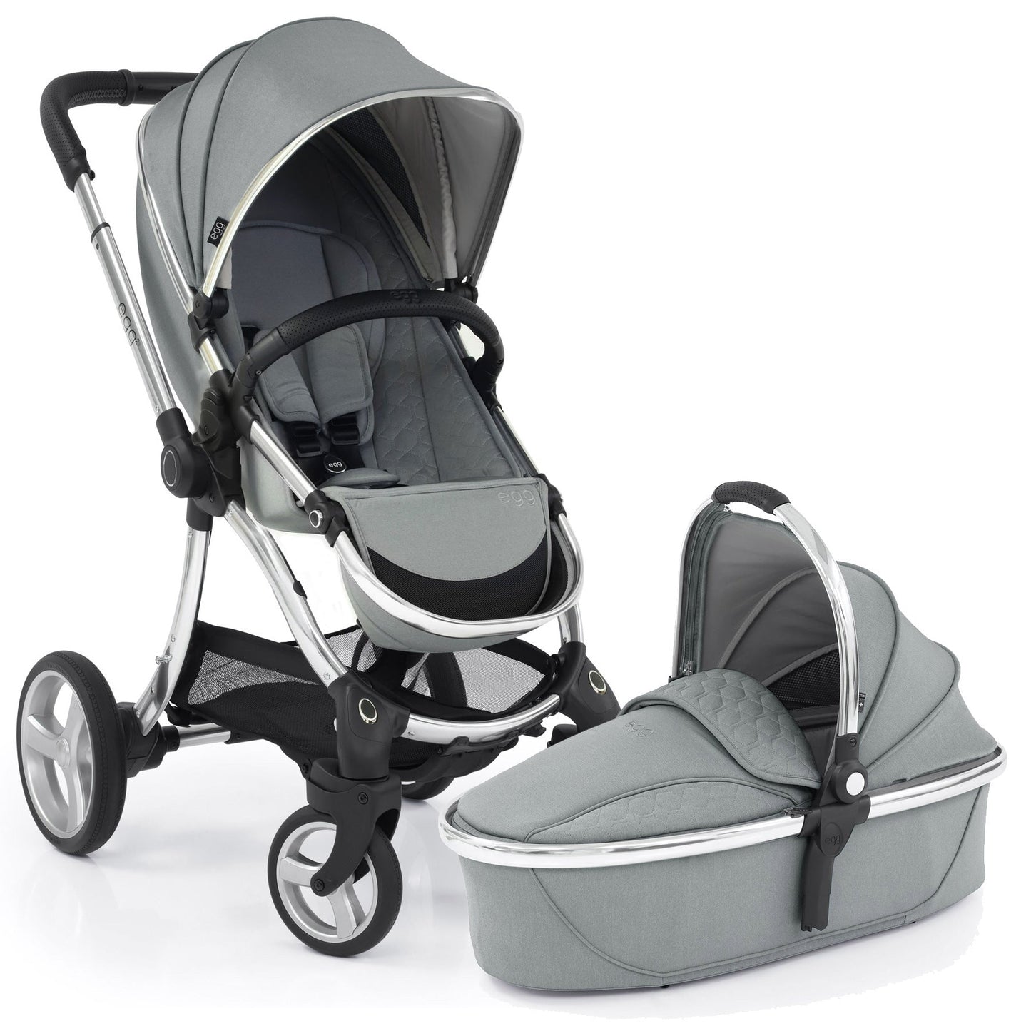 egg2® Stroller & Carry Cot in Monument Grey Bundle