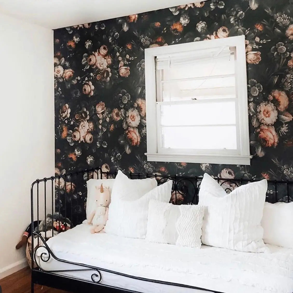 Eilish Wallpaper - Black and Floral - Loomwell Home Goods