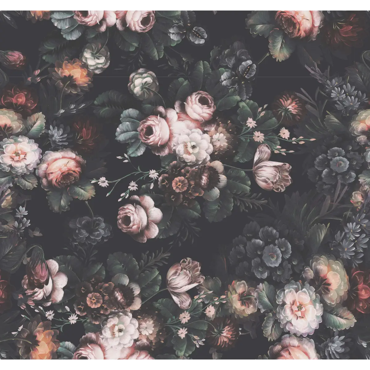 Eilish Wallpaper - Black and Floral - Sample 1 foot by 1 foot - Loomwell Home Goods