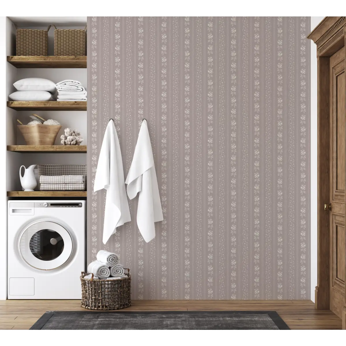 Elaine Wallpaper - Floral Stripe - by Katie Burt Art - Loomwell Home Goods