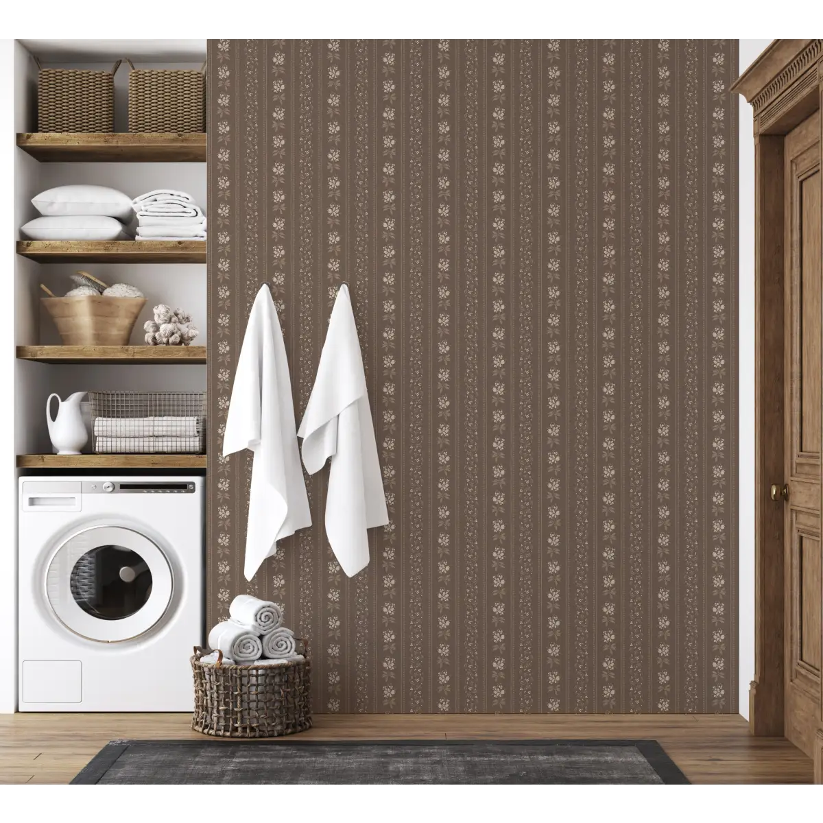 Elaine Wallpaper - Floral Stripe - by Katie Burt Art - Loomwell Home Goods