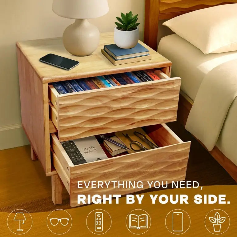 Elara Solid Wood Nightstand - Megsu