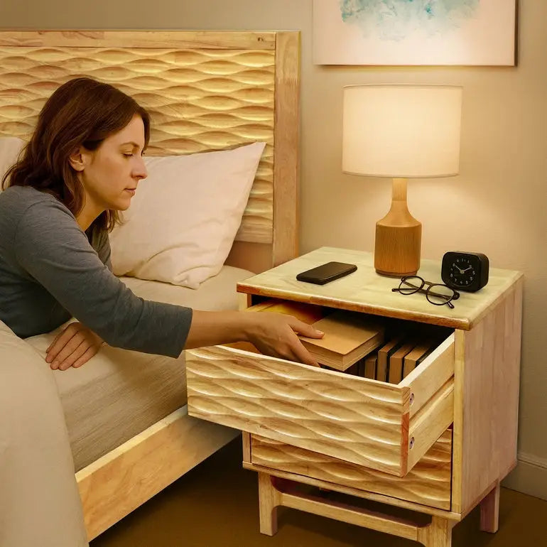 Elara Solid Wood Nightstand - Megsu
