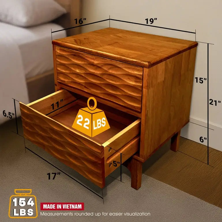 Elara Solid Wood Nightstand - Megsu