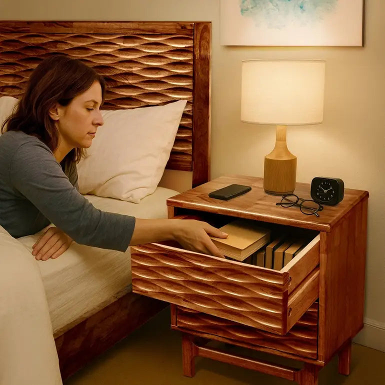 Elara Solid Wood Nightstand - Megsu