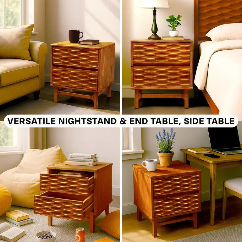 Elara Solid Wood Nightstand - Megsu