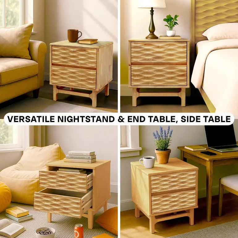 Elara Solid Wood Nightstand - Megsu