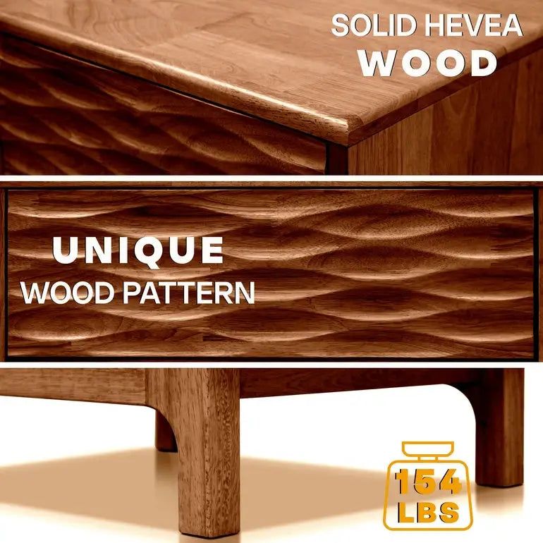 Elara Solid Wood Nightstand - Megsu